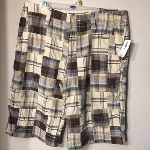 Men’s Old Navy Flat Front Plaid Shorts, 28” Waist